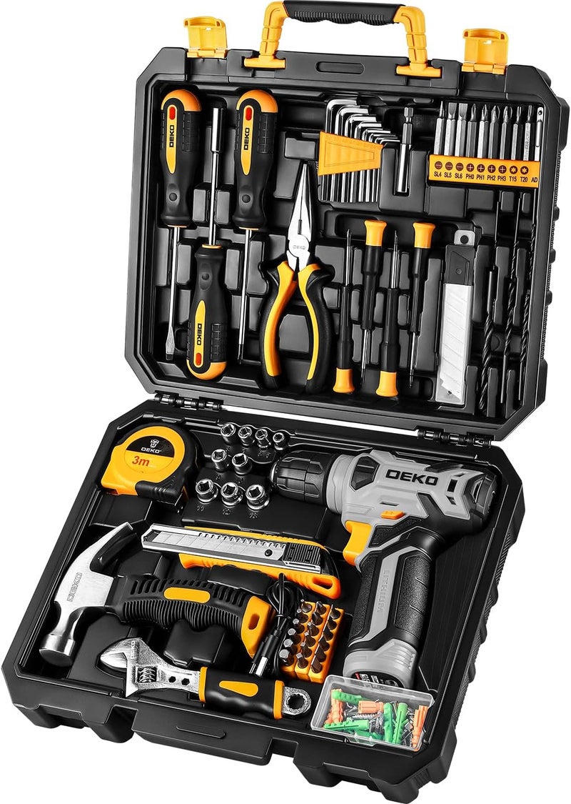 DEKOPRO Tool Set：Tool Kit with 8V Cordless Drill,Tool Box with Drill,Hand Drill Set for Men & Women,Home Tool Kits for House Repair,Handyman,DIY 126 Piece - Image 1